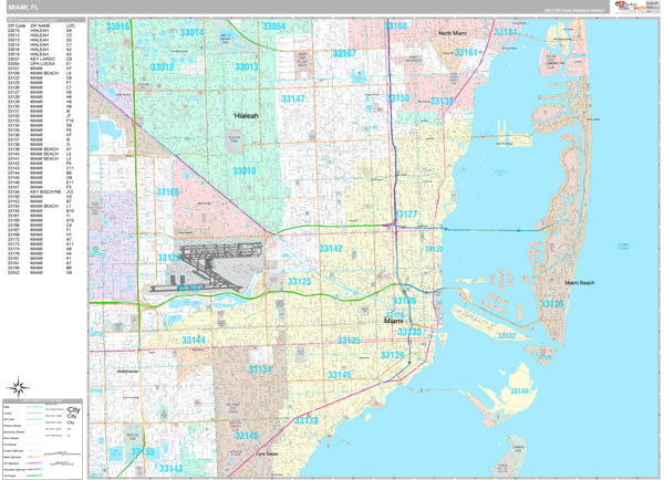 Miami, FL Wall Map