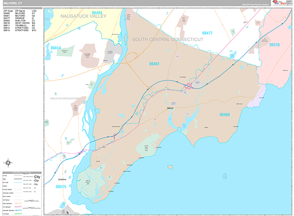 Milford, CT Zip Code Map