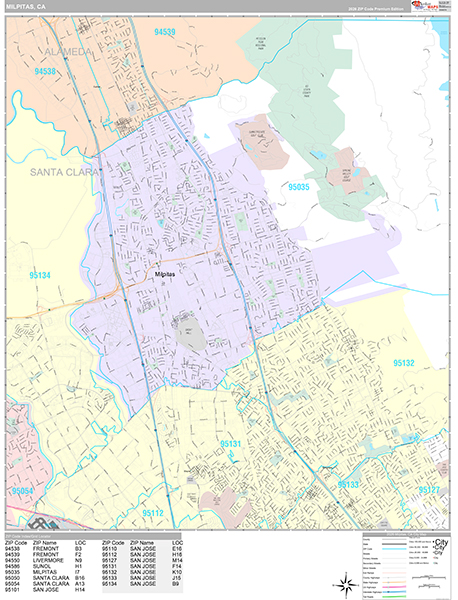 Milpitas Map Premium Style