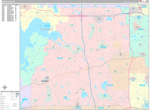 Minnetonka, MN Wall Map
