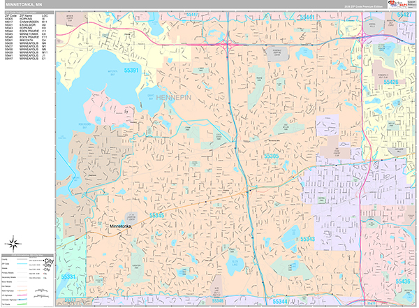 Minnetonka, MN Wall Map