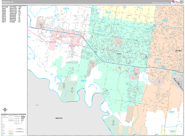 Mission, TX Zip Code Map