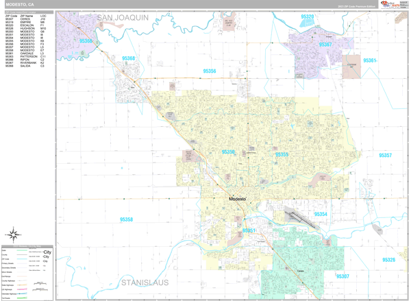 Modesto, CA Wall Map