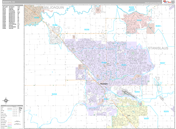 Modesto Map Premium Style