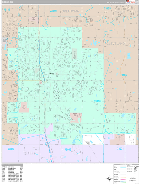 Moore, OK Wall Map