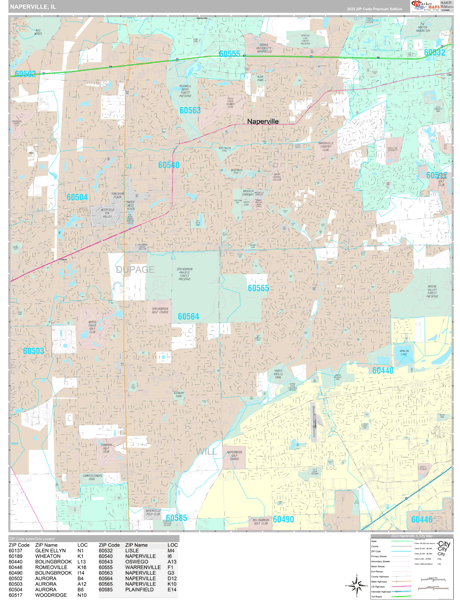 Naperville City Digital Map Premium Style