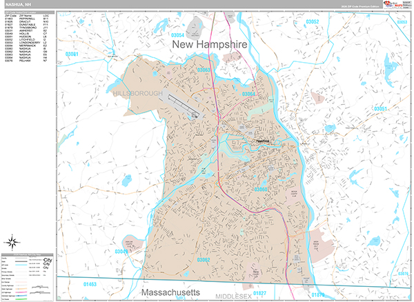 Nashua, NH Wall Map