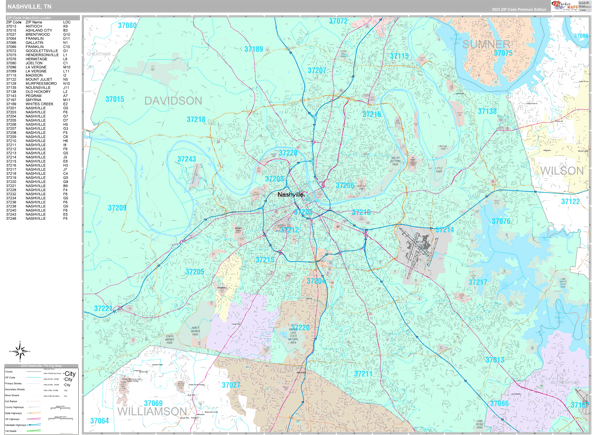 Nashville City Digital Map Premium Style