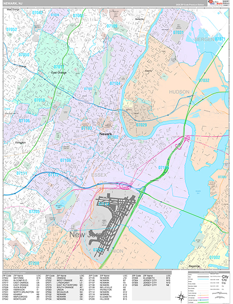 Newark, NJ Wall Map