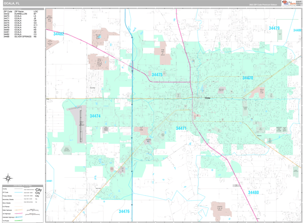 Ocala, FL Zip Code Map