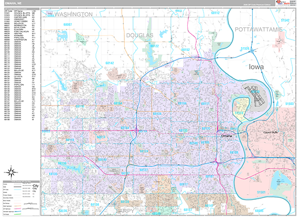 Omaha, NE Zip Code Map