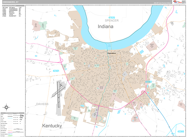 Owensboro, KY Wall Map