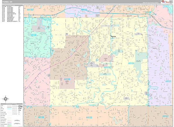 Parma, OH Wall Map