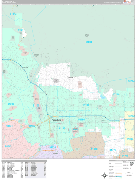 Pasadena City Digital Map Premium Style