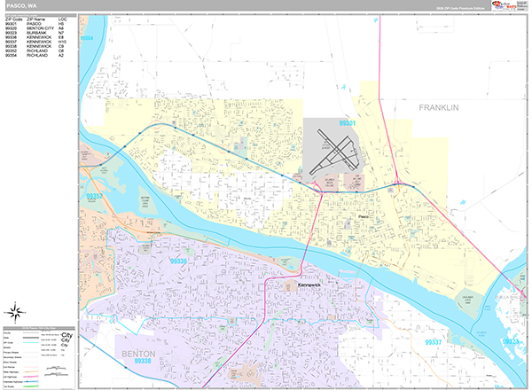 Pasco, WA Zip Code Map