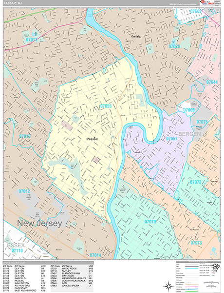 Passaic, NJ Wall Map