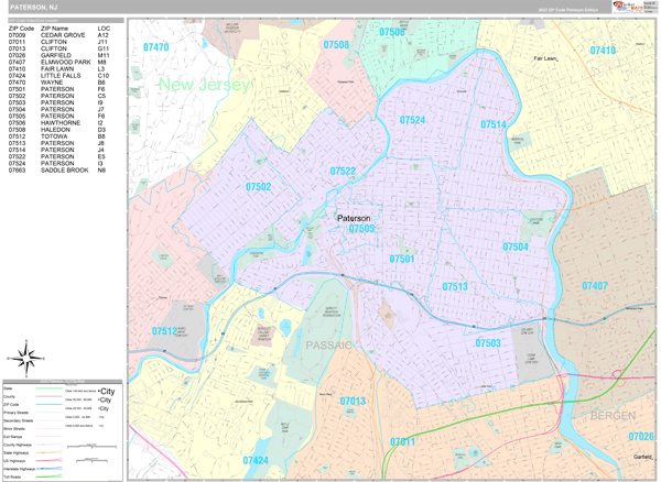 Paterson City Digital Map Premium Style