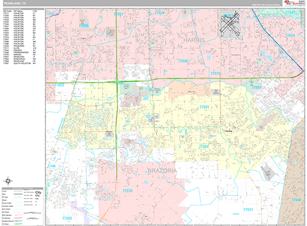 Pearland, TX Zip Code Map