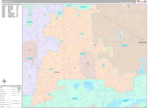 Placentia City Digital Map Premium Style