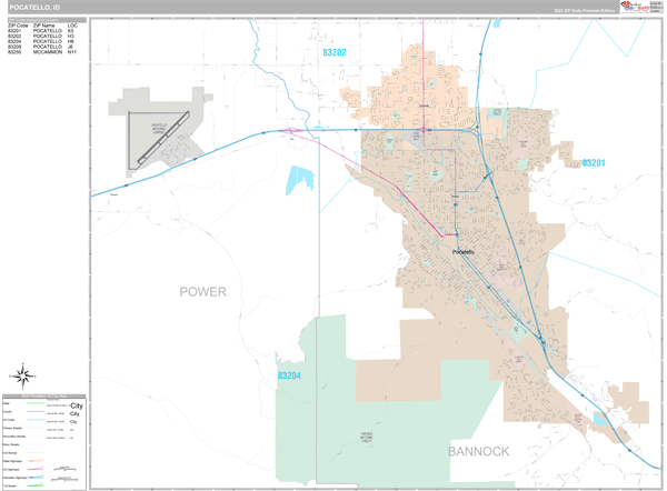 Pocatello, ID Wall Map