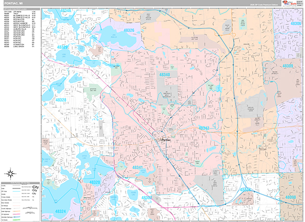 Pontiac, MI Zip Code Map