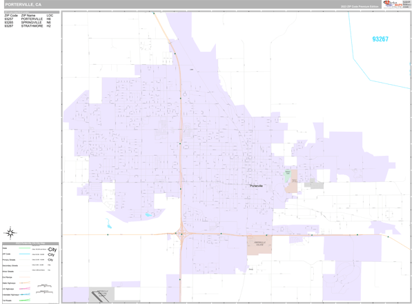 Porterville City Wall Map Premium Style