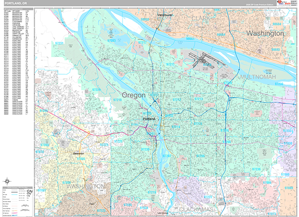 Portland, OR Zip Code Map