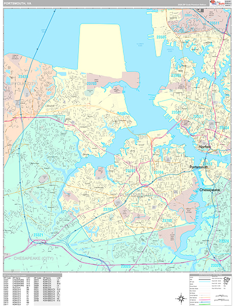 Portsmouth Wall Map Premium Style
