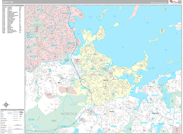 Quincy, MA Zip Code Map