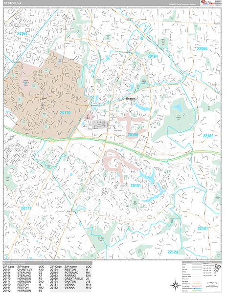 Reston Wall Map Premium Style