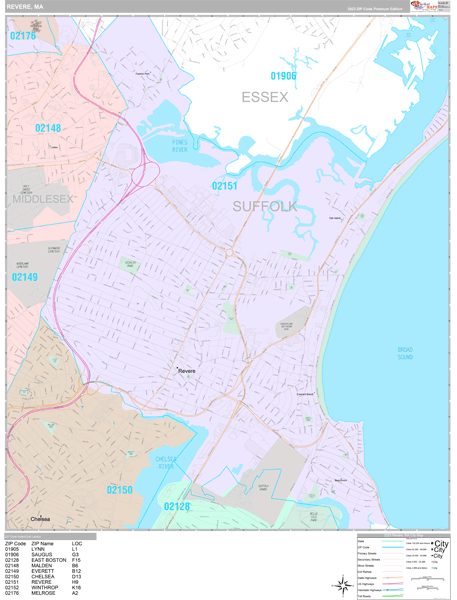 Revere, MA Wall Map