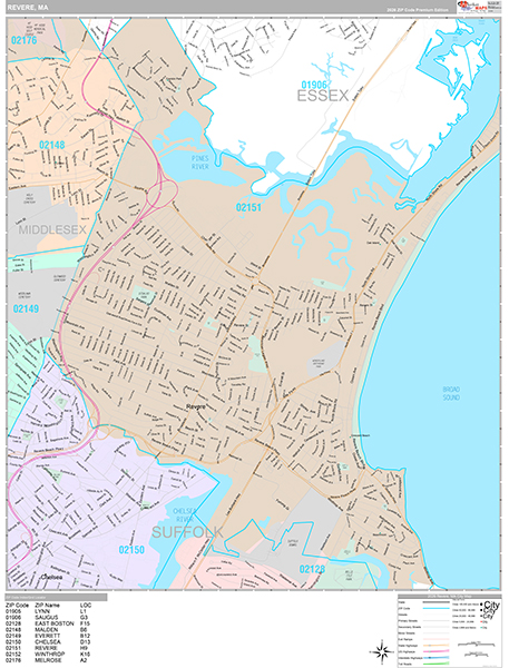 Revere, MA Wall Map