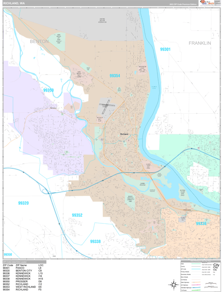 Richland, WA Wall Map