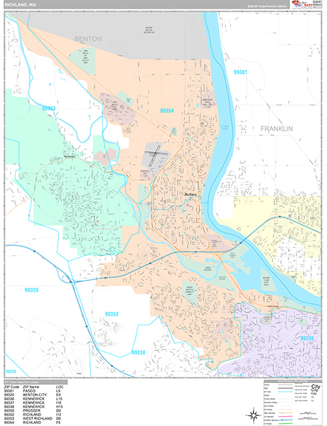 Richland, WA Zip Code Map