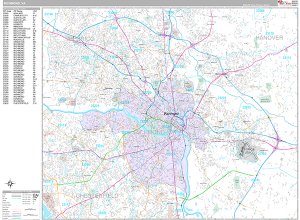 Richmond, VA Wall Map