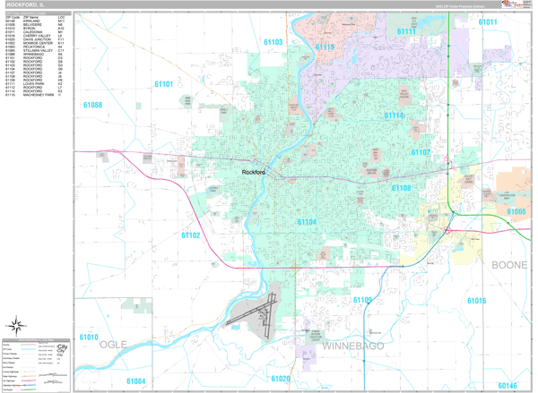 Rockford City Digital Map Premium Style