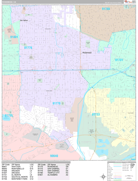 Rosemead City Digital Map Premium Style