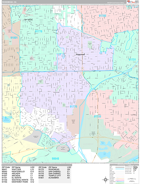 Rosemead Map Premium Style