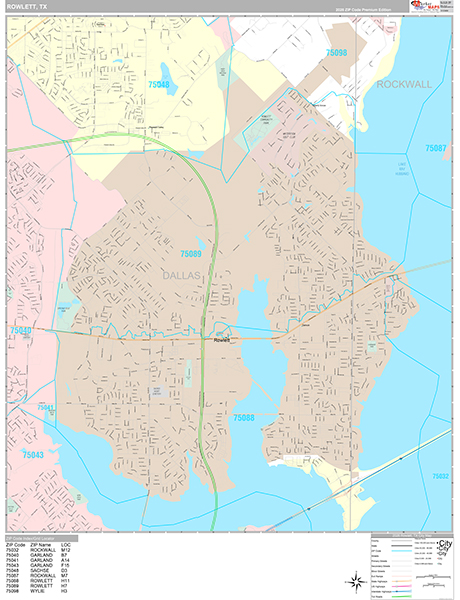 Rowlett, TX Zip Code Map