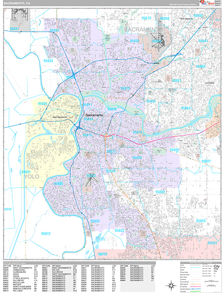 Sacramento Map Premium Style