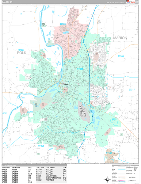 Salem, OR Zip Code Map
