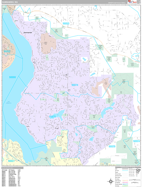 Sammamish, WA Zip Code Map