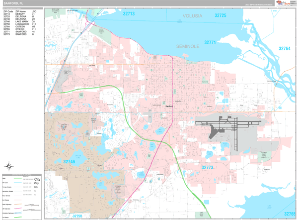 Sanford, FL Wall Map