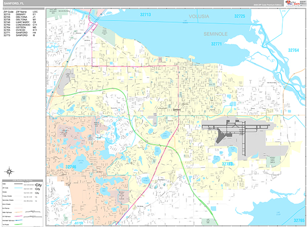 Sanford, FL Zip Code Map