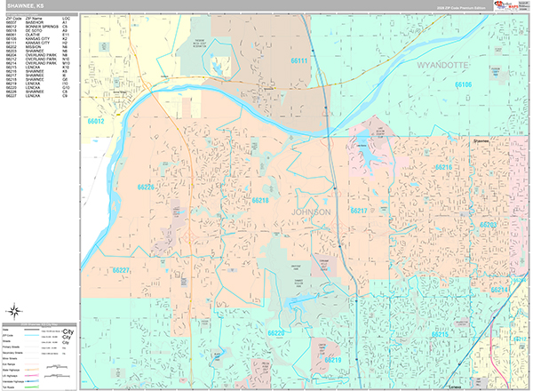 Shawnee, KS Zip Code Map