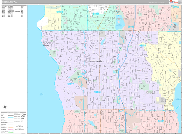 Shoreline, WA Zip Code Map