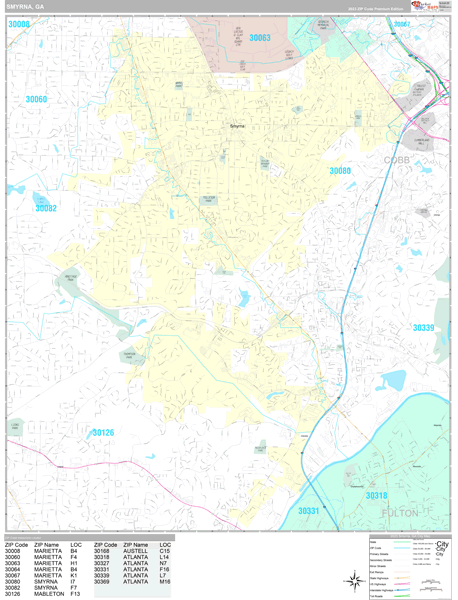 Smyrna, GA Wall Map