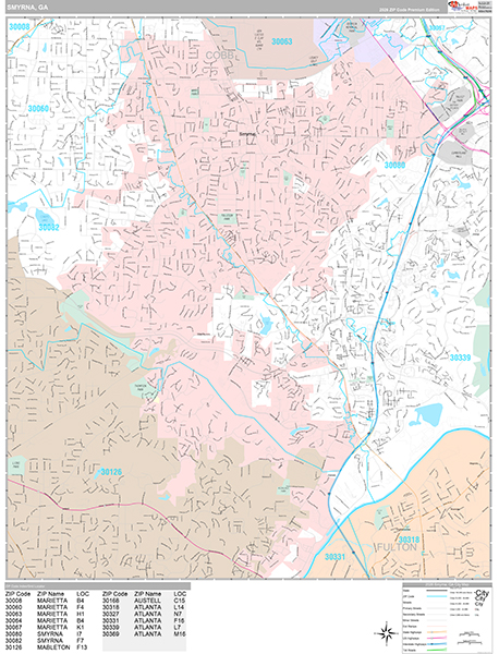 Smyrna, GA Wall Map