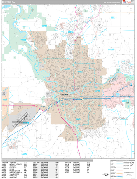 Spokane, WA Zip Code Map