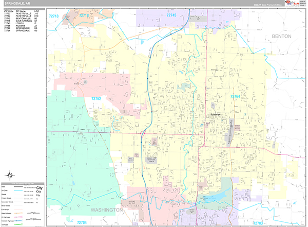 Springdale, AR Wall Map